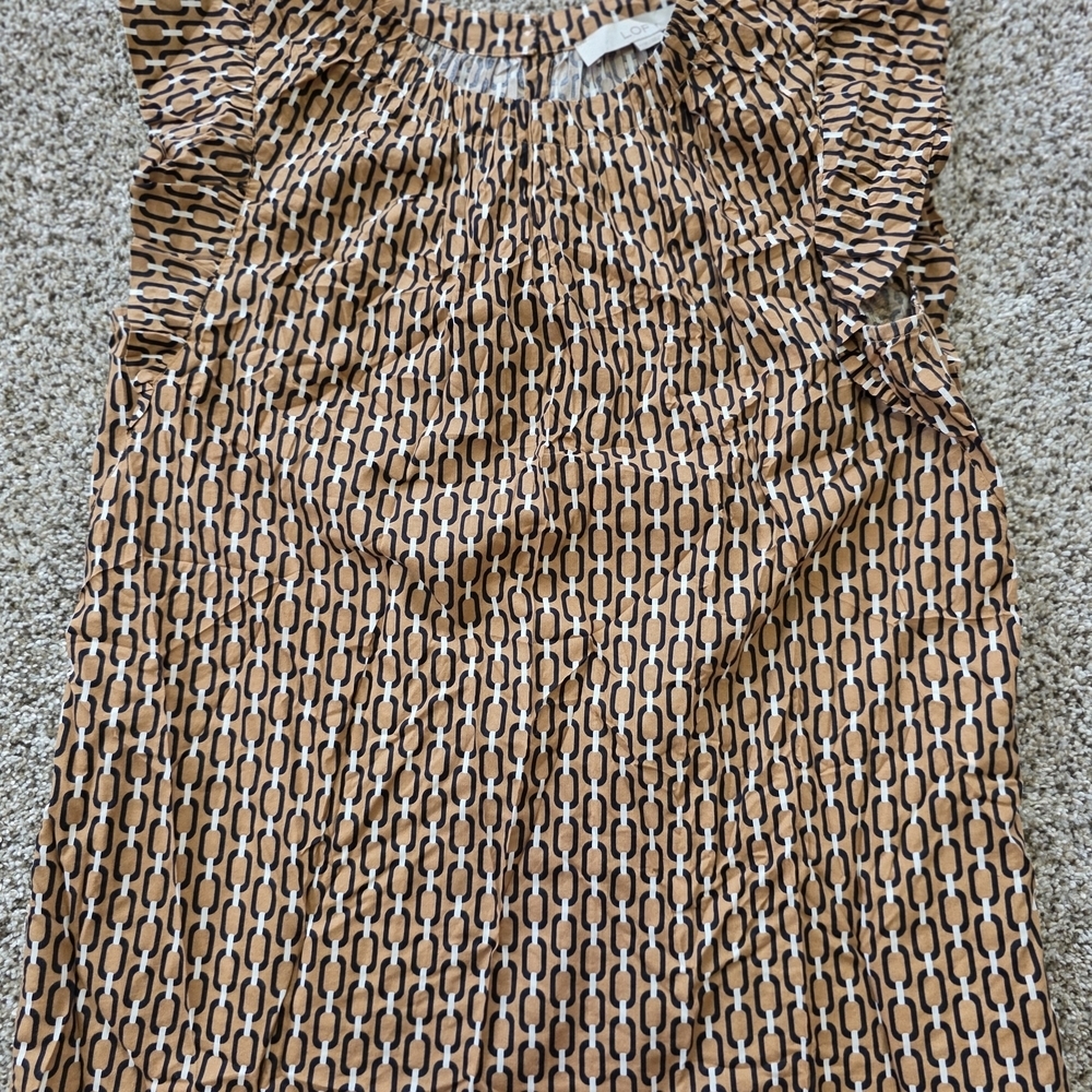 LOFT Chain Link Pattern Blouse in Brown and Black - Picture 1 of 7